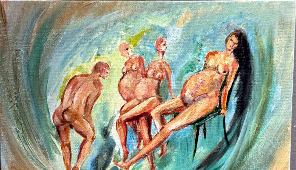 Small painted study for The Girl Who Got Pregnant